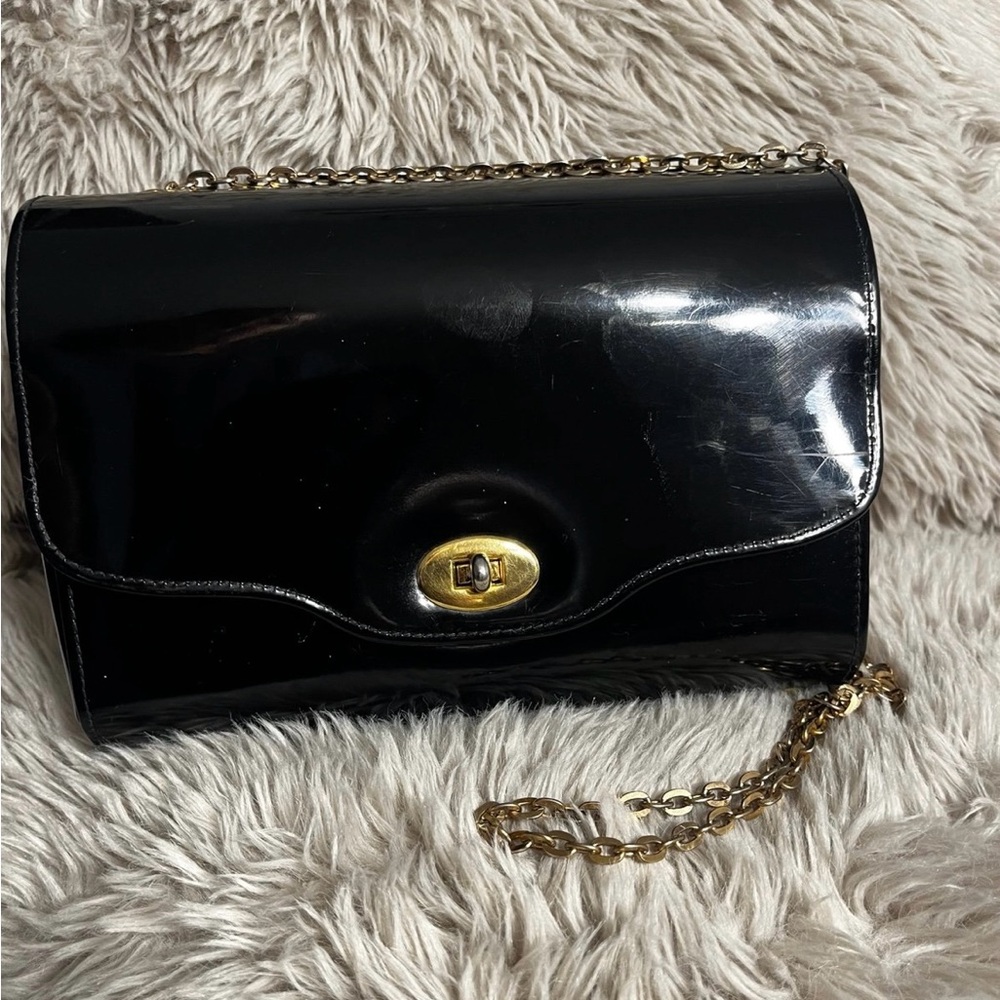 Black and Gold Clutch with Chain Strap